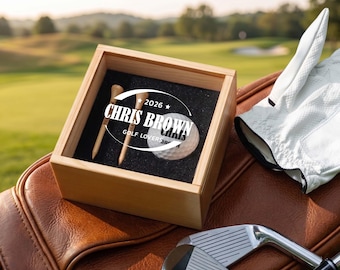 Personalized Golf Gift Box Set, Custom Golf Ball & Wooden Tees, Golf Accessories, Groomsman Proposal, Gift for Him, Dad, Golfer Gift [N]