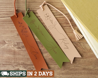 Personalized Birthday Flower Bookmark, Custom Leather Bookmark Tassel, Best Friend Gift Ideas, Mother&#39;s Day Gift for Her