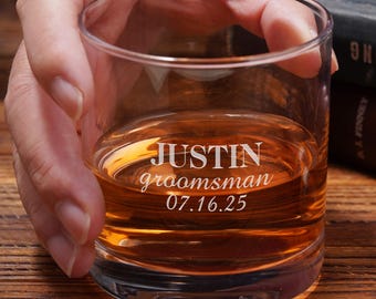 Groomsmen Whiskey Glasses, Personalized Gift for Him, Wedding Favors
