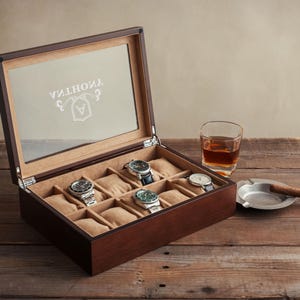 Custom Engraved Watch Box, Gift for Him, Personalized Watch Storage Case [WBX-0102] image 10