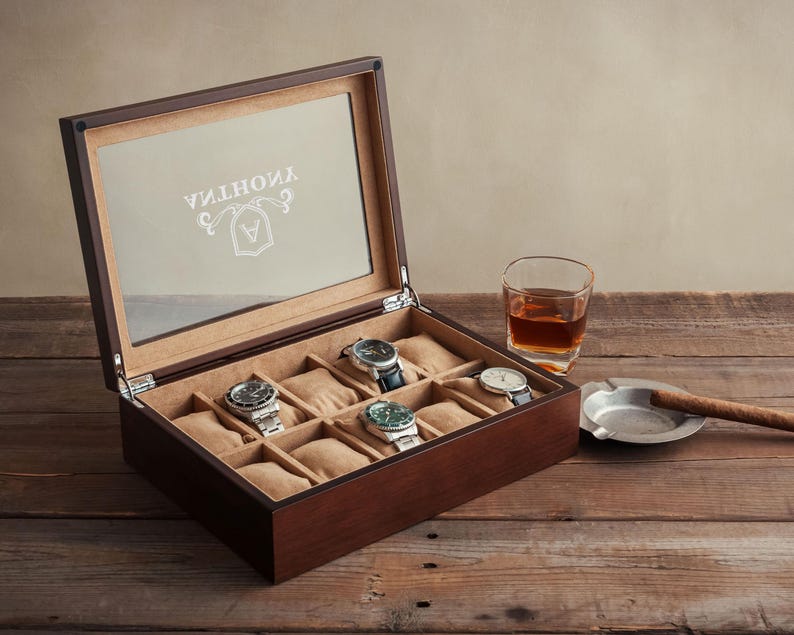Custom Engraved Watch Box, Gift for Him, Personalized Watch Storage Case [WBX-0102] image 10