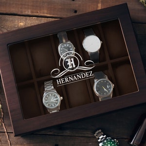 Personalized Watch Storage Custom Valentines Gift Custom Engraved Watch Box for Men Watch Case Anniversary Gift for Husband, Boyfriend image 7