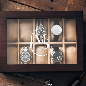 Personalized Watch Storage Custom Valentines Gift Custom Engraved Watch Box for Men Watch Case Anniversary Gift for Husband, Boyfriend image 1