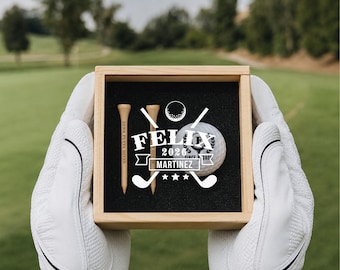 Personalized Golf Gift Box Set, Custom Golf Ball & Wooden Tees,  Golf Accessories, Groomsman Proposal Gift for Him, Dad Golfer Gift [N]