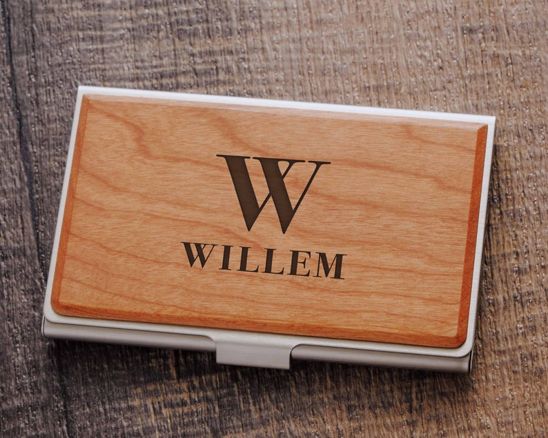 Personalized Business Card Case Words Only Coworker Gift for Him Boss Gift Ideas Custom Card Holder Corporate Gift Easter Gift image 6