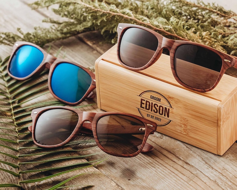Presentes para padrinhos, óculos de sol de madeira personalizados para homens, lembrancinhas para despedida de solteiro, presente de casamento personalizado imagem 7