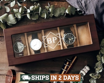 Custom Engraved Watch Box, Gift for Him, Personalized Watch Storage Case [WBX-0102] [W]