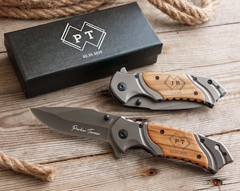 Engraved Pocket Knife, Gift for Him: Boyfriend, Husband, Groomsmen, Dad, Fisherman, Camping Lover, Hunting, Wedding, Anniversary