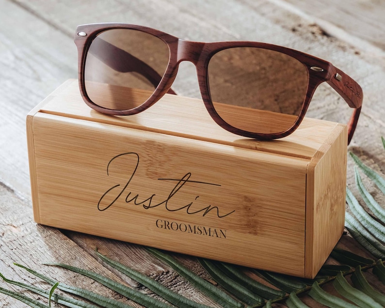 Presentes para padrinhos, óculos de sol de madeira personalizados para homens, lembrancinhas para despedida de solteiro, presente de casamento personalizado imagem 8