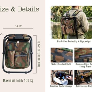 Personalized Cooler Chair Embroidery Backpack, Custom Outdoor Lover Gift, Fishing Gifts for Men image 4