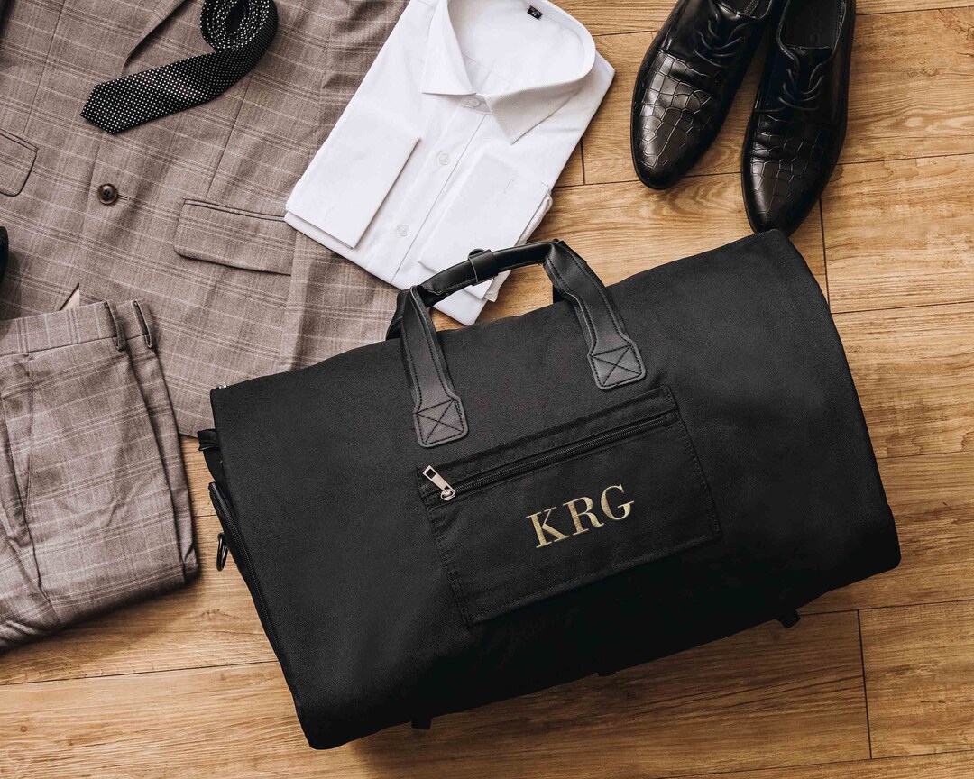 Custom Garment Bag, Emboidered Mens Duffle Bag, Gifts for Husband, Groomsmen Proposal, Suit