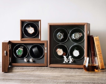 Custom Engraved Wooden Watch Box, Automatic Watch Winder 2 Slots 4 Slots Watch Storage,  Gifts for Dad Him, Graduation Gifts for Son