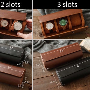 Personalized Leather Watch Case Custom Travel Watch Box Leather Watch Roll Fathers Day Gifts for Men Groomsmen Gifts Gift for Dad image 4