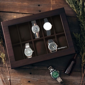 Personalized Watch Storage Custom Valentines Gift Custom Engraved Watch Box for Men Watch Case Anniversary Gift for Husband, Boyfriend image 4