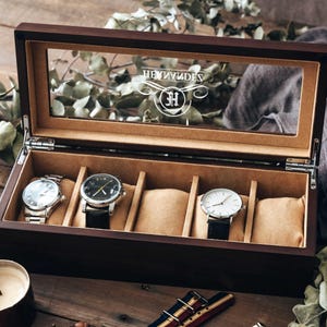 Custom Engraved Watch Box, Gift for Him, Personalized Watch Storage Case [WBX-0102] image 5
