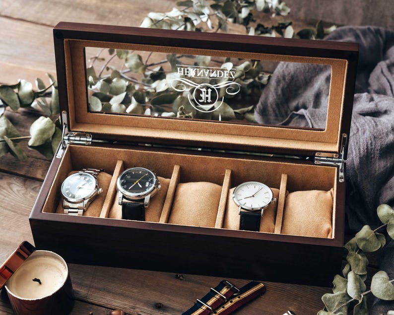 Custom Engraved Watch Box, Gift for Him, Personalized Watch Storage Case [WBX-0102] image 5
