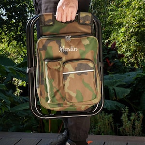 Personalized Cooler Chair Embroidery Backpack, Custom Outdoor Lover Gift, Fishing Gifts for Men image 9