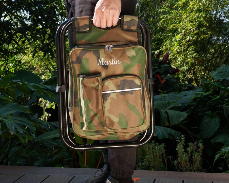 Personalized Cooler Chair Embroidery Backpack, Custom Outdoor Lover Gift, Fishing Gifts for Men image 9