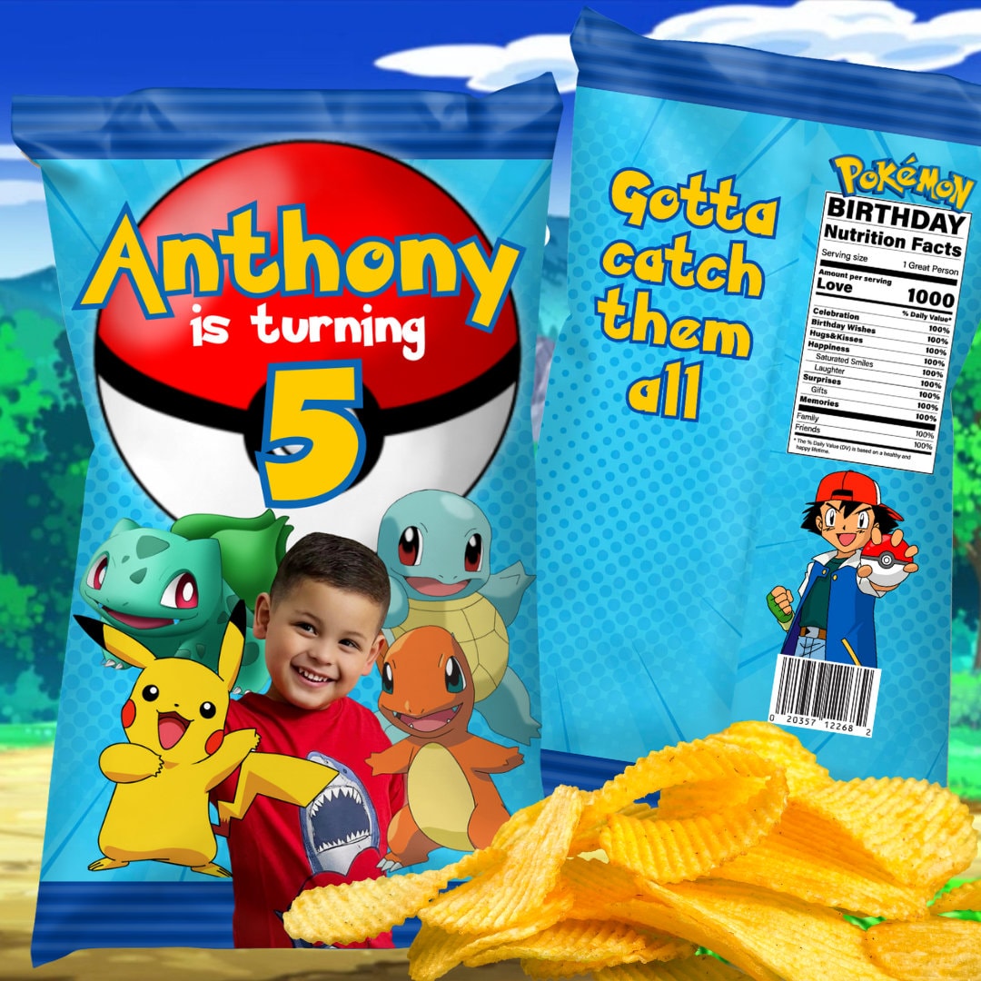 Pokemon Chip Bag Pikachu Chip Bag Pokemon Party Favors Etsy