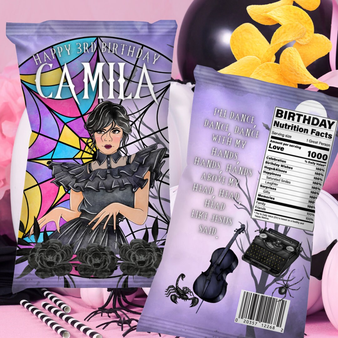 Wednesday Chip Bag Wednesday Party Favors Merlina Party Etsy