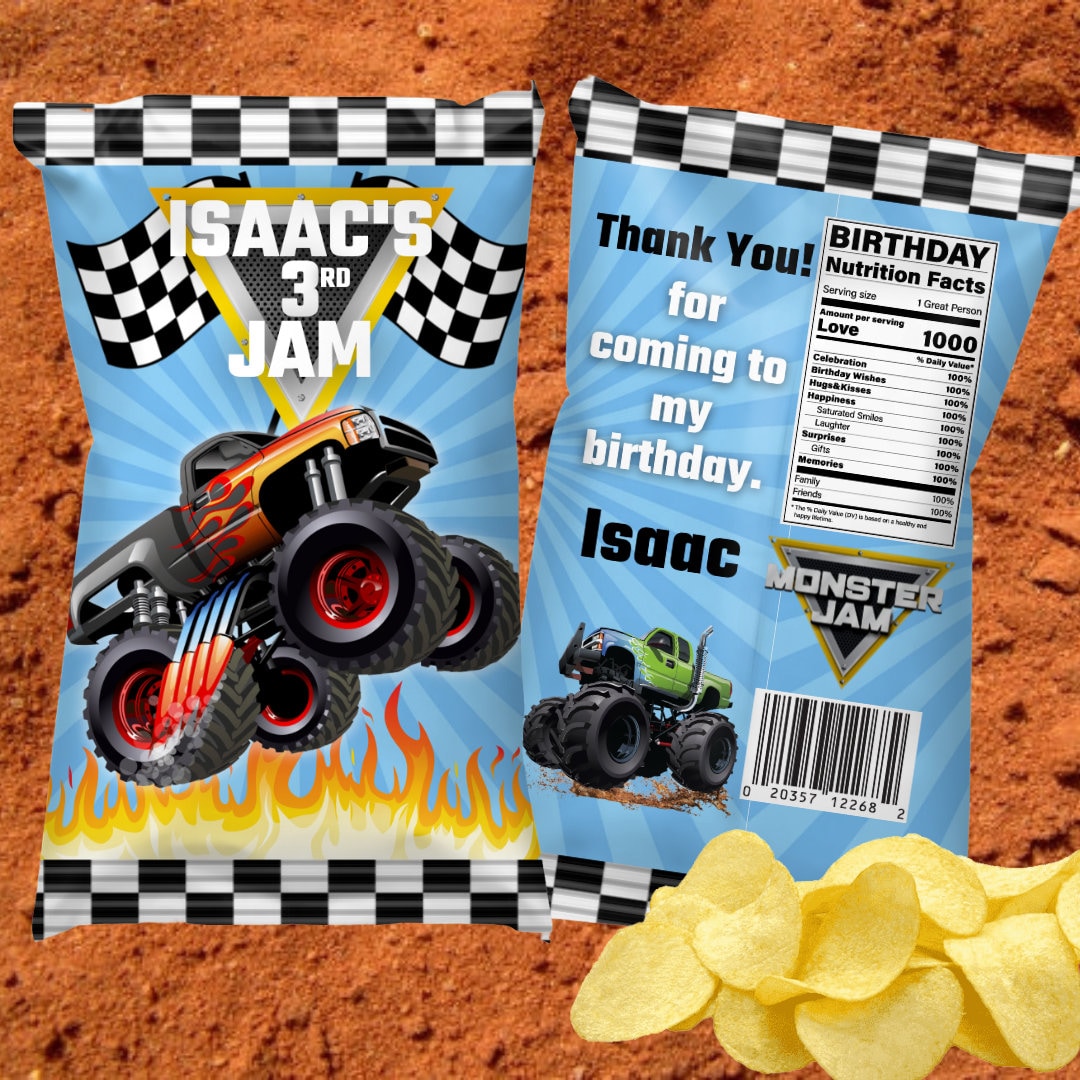 Monster Jam Chip Bag Monster Jam Party Favors Monster Etsy