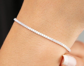 1.7mm CZ Stone Tennis Bracelet | 925 Sterling Silver Jewelry | Tennis Bracelet | Stacking Bracelet | Dainty Thin Tennis Bracelet | Layering