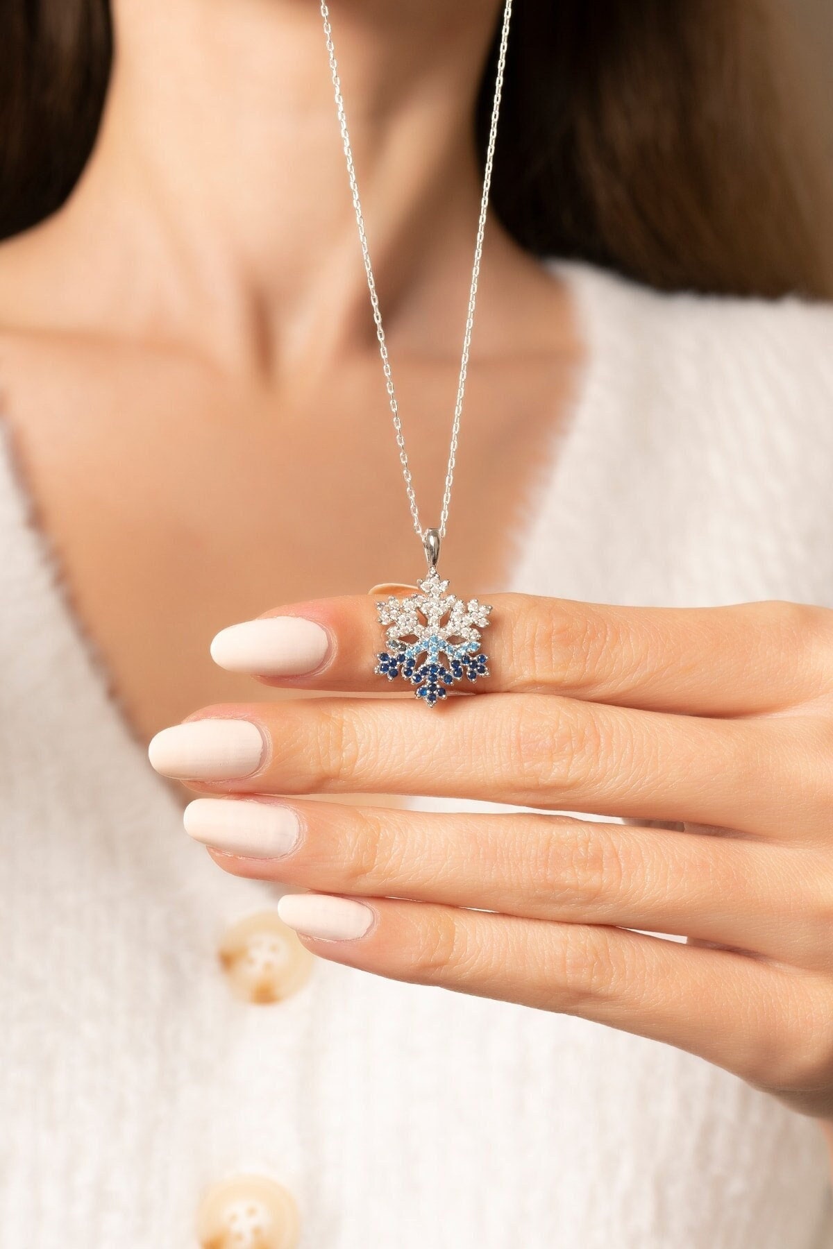 Blue Diamond Snowflake Necklace
