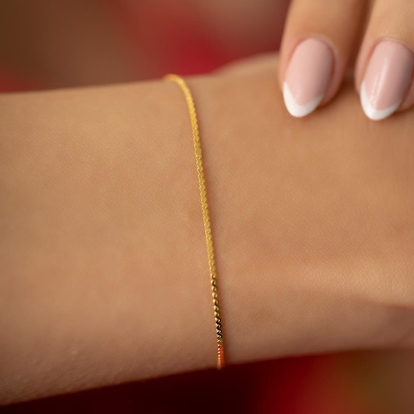 Dainty Layering Chain Bracelet | Foxtail Gold Bracelet | Stacking Bracelet | Thin Chain Link Bracelet | 925 Sterling Silver Jewelry
