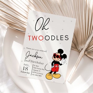 Boy Birthday Invite | Printable Birthday Invitation | Mouse 2 Year Old Birthday Invitation | 2nd Birthday Invite | Modern Birthday Theme