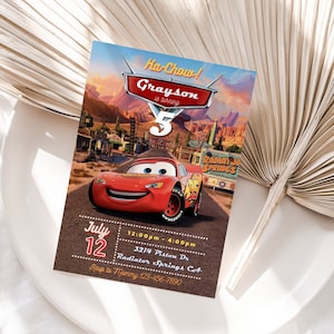 Autos Geburtstagsparty Einladung | Autos Blitz Geburtstag Invite | McQueen-Geburtstags-Party Einladung | Junge 5th Birthday Party Invite |