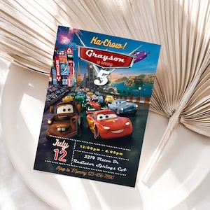 Cars Birthday Party Invitation | Cars Lightning Birthday Invite | McQueen Birthday Party Invitation |  Boy 5th Birthday Party Invite |