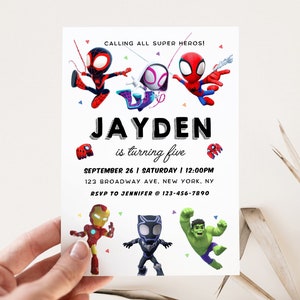 Spidey and His Amazing Friends Birthday Invitation Boy Superhero Party Invite Editable Template Instant Download Digital or Printed Invites