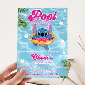 FREE Lilo & Stitch Beach Party Birthday Invitation Templates  Birthday  invitations, Beach birthday party, Lilo and stitch