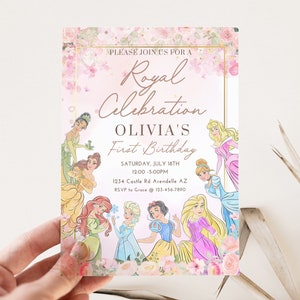 Princess Birthday Invitation | Royal Celebration Invite Custom Editable Template Printable Instant Download Digital | Disney Princess Invite