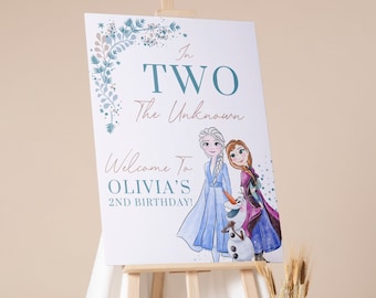 Frozen 2nd Birthday Welcome Sign | In TWO the Unknown Celebration | Frozen Themed Birthday Sign | Elsa Birthday Sign | Editable Template