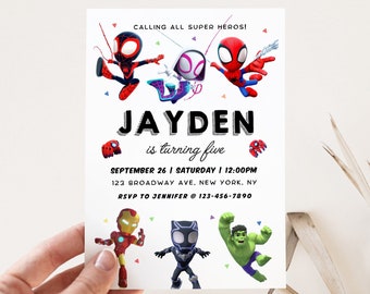 Spidey and His Amazing Friends Birthday Invitation Boy Superhero Party Invite Editable Template Instant Download Digital or Printed Invites