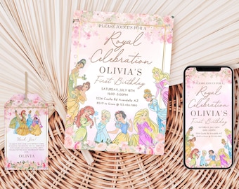 Princess Birthday Invitation | Royal Celebration Invite Custom Editable Template Printable Instant Download Digital | Disney Princess Invite