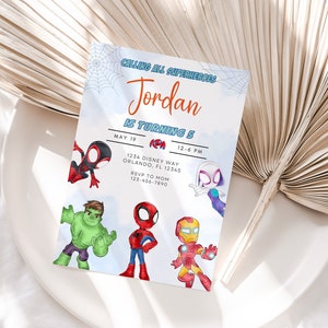 Invito di compleanno di Spiderman - Invito di compleanno di Spidey e i suoi fantastici amici - Festa a tema Spiderman - Modello digitale - Download istantaneo