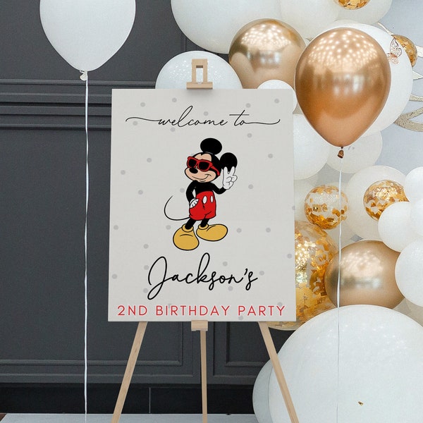 Mickey Mouse Welcome Sign | Mickey Mouse Birthday Party Decor | Mickey Mouse Birthday Welcome Sign | Birthday Welcome Sign