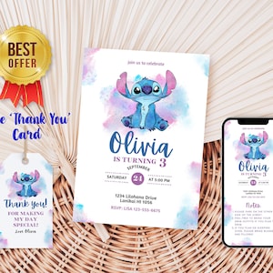 Angel and Stitch Pool Party Birthday Invitation Template -   Pool  party birthday invitations, Birthday invitations, Pool birthday party