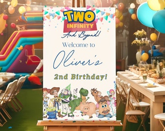 Toy Story fiesta de cumpleaños signo de bienvenida / Buzz Lightyear cumpleaños bienvenida / signo de fiesta de cumpleaños de Woody / signo de fiesta de cumpleaños del niño/