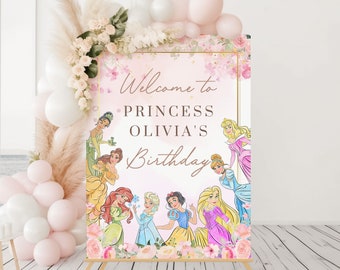 Princess Birthday Welcome Sign | Royal Celebration | Birthday Welcome Sign | Outdoor Yard Sign Editable Template Printable