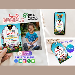 Mouse Boy Birthday Invite | 2nd Birthday Invitation | Boy Birthday Theme | Digital Birthday Invite | Birthday Invite Template | Editable