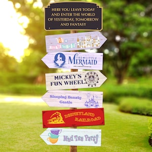 Disneyland Party Directional Sign Printable Set - 14 Beloved Rides and Attractions - Instant Download!