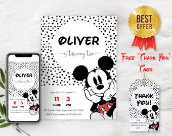 Boy Birthday Invite | Printable Birthday Invitation | Modern 2 Year Old Birthday Invitation | 2nd Birthday Invite | Modern Birthday Theme