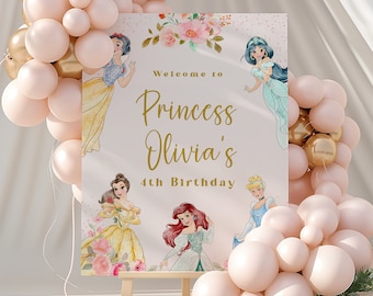 Princess Birthday Welcome Sign | Royal Celebration | Birthday Welcome Sign | Outdoor Yard Sign Editable Template Printable