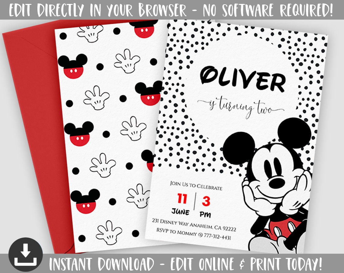 Boy Birthday Invite Printable Birthday Invitation Modern 2 - Etsy