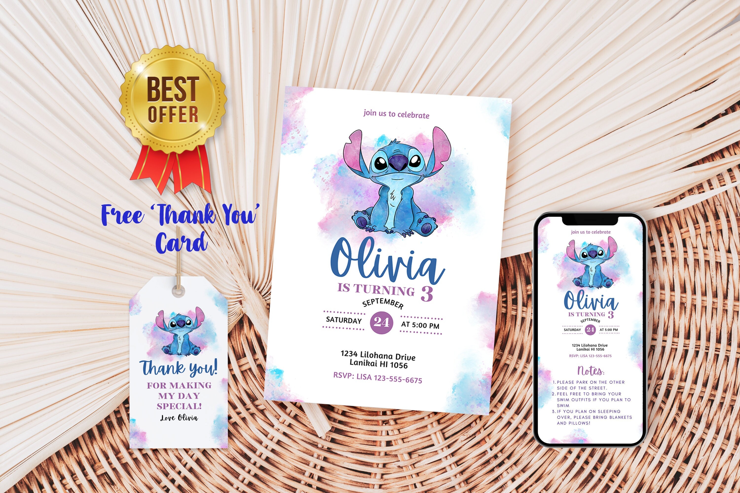 20Pcs Birthday Party Invitation Cards For Lilo & Stitch, Stitch Themed  Party Invitation Cards, Stitch Party Supplies