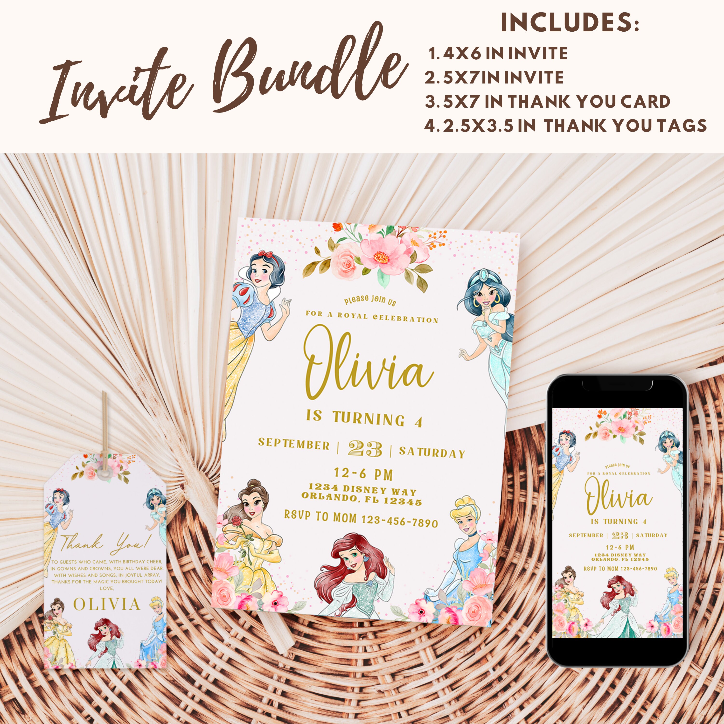 Princess Diva Invitations 8ct Silver Page 2 - Free, Printable, Customizable  Princess Invitation Templates Carbs And Calorie Counter, image size:3000x3000