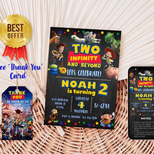 Two Infinity and Beyond Birthday Invitation Template Etsy